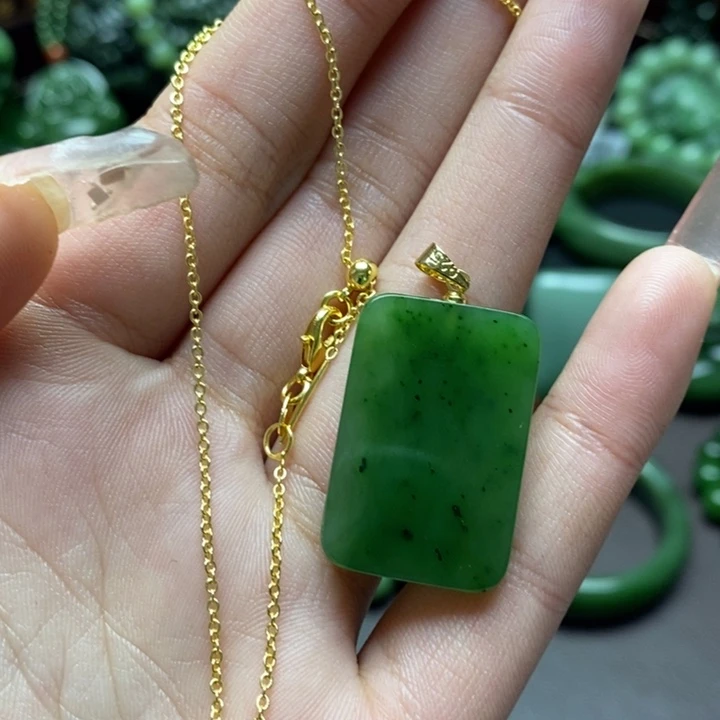 和田玉111吊坠银S925镶嵌