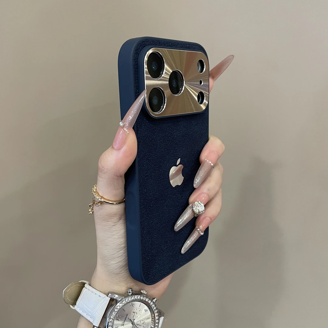 时尚月坑纹金属精孔镜圈适用iPhone17pm手机壳创意16pro保护套15