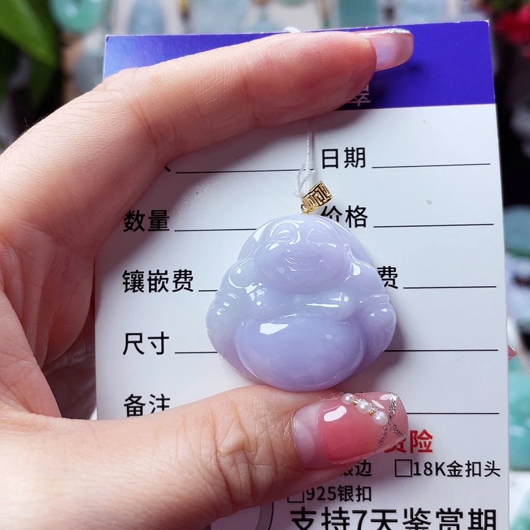 翡翠18K金镶嵌颈饰佛公37