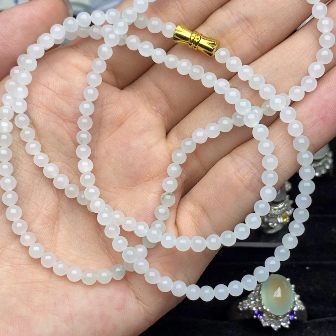 定制翡翠未镶嵌白月光小米珠