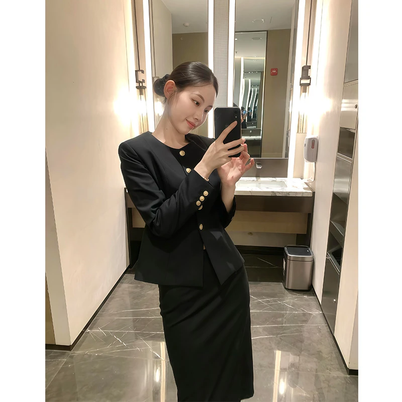 秋冬新款轻职风法式时尚套装收腰修身显瘦复古轻奢气质女装两件套