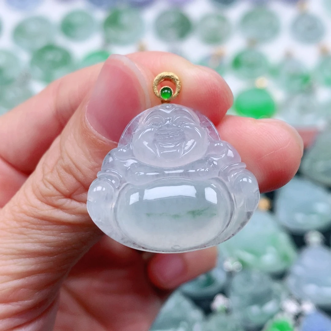 翡翠吊坠(不含链)18K金镶嵌