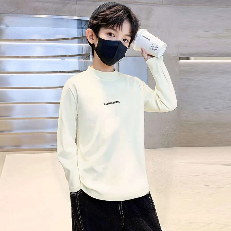 FAVMARTHA男童秋冬季德绒T恤打底衫儿童装中领保暖内搭秋衣大童春