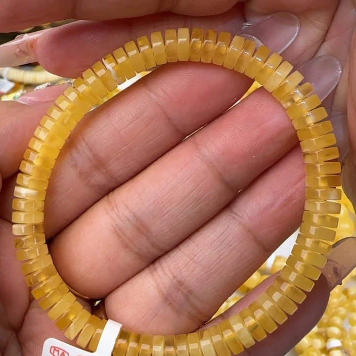 手链蜜蜡未镶嵌鸡油黄药片手串