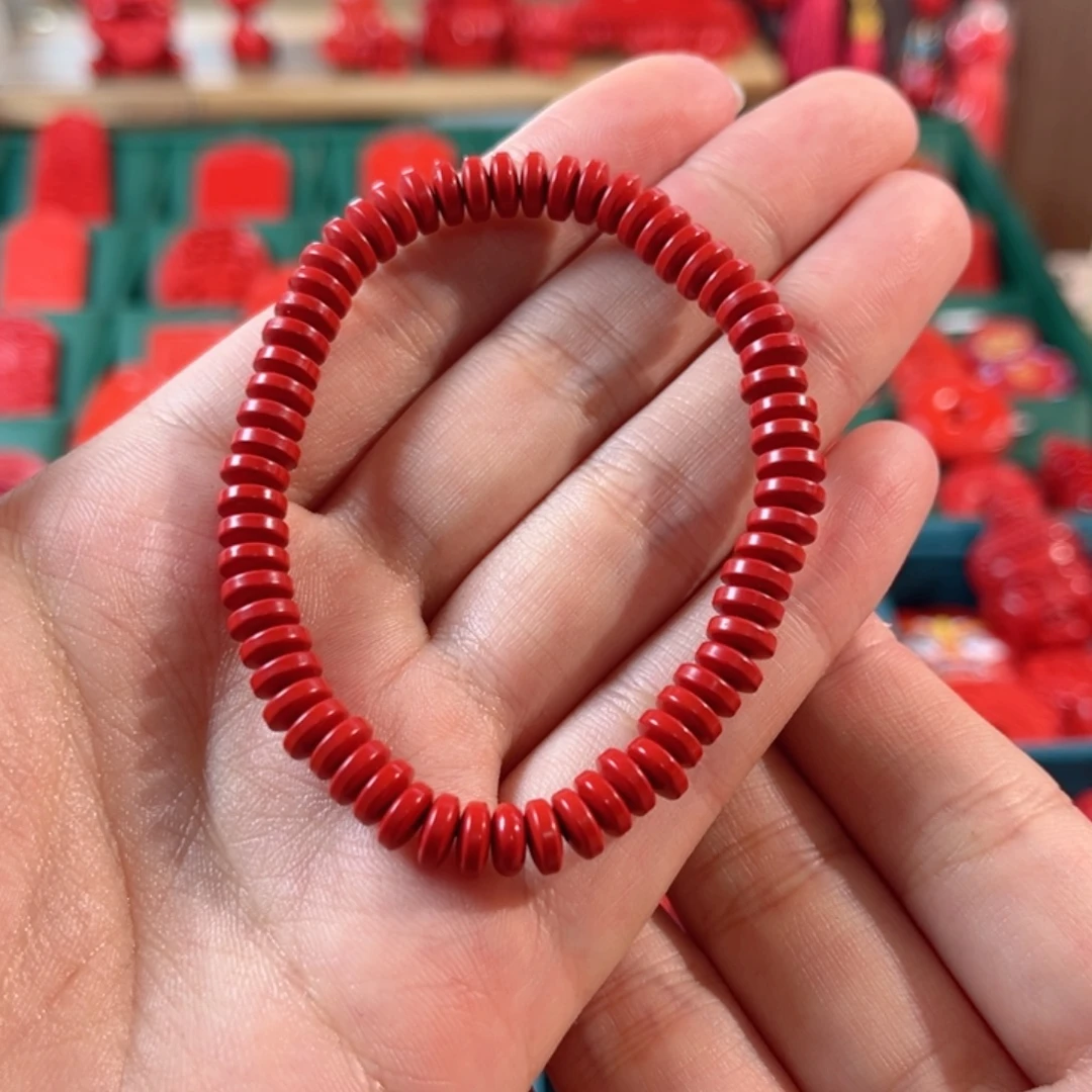 天然辰砂含辰砂工艺品卡6算盘珠手串