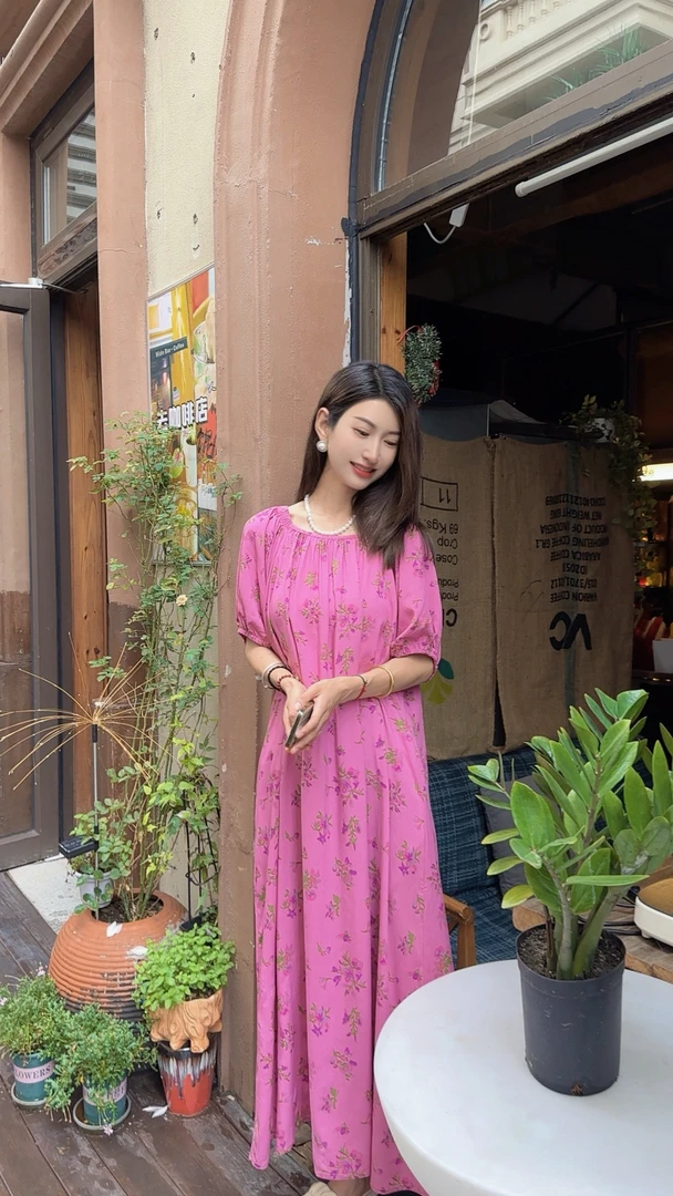 XUXU-[优雅气质]2025夏季新款显瘦棉绸舒适休闲连衣裙GG-2403