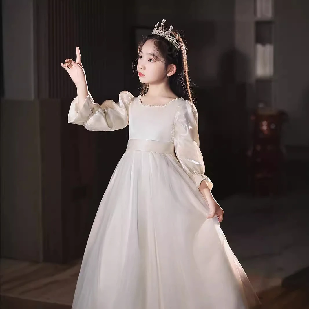 女童生日礼服轻奢小众高端主持人钢琴演出服花童婚礼小女孩公主裙