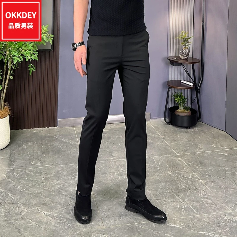 夏季新款商务男士西裤高档简约轻奢休闲裤潮流百搭修身小脚长裤子