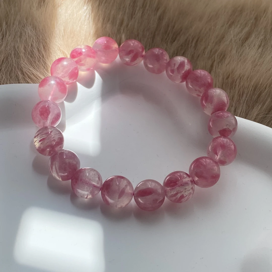 合金手链 【秋兮饰品】培育冰体蔷薇粉樱花粉花瓣单圈手串手链