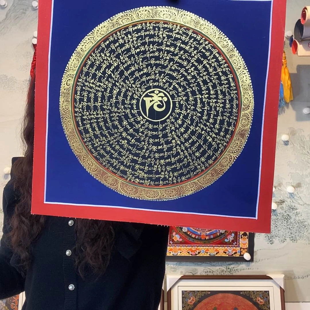 卷轴画纯手绘六字真言唐卡30尺