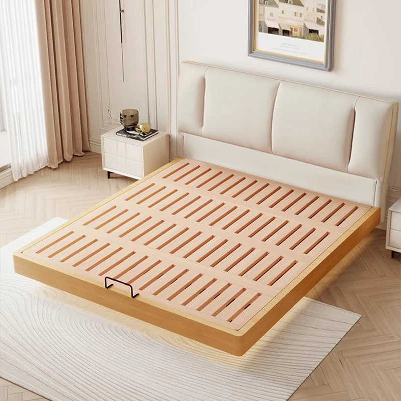 榉木床边榉木排骨架头层牛皮床洋东祥云真皮双人大床超大床主卧床