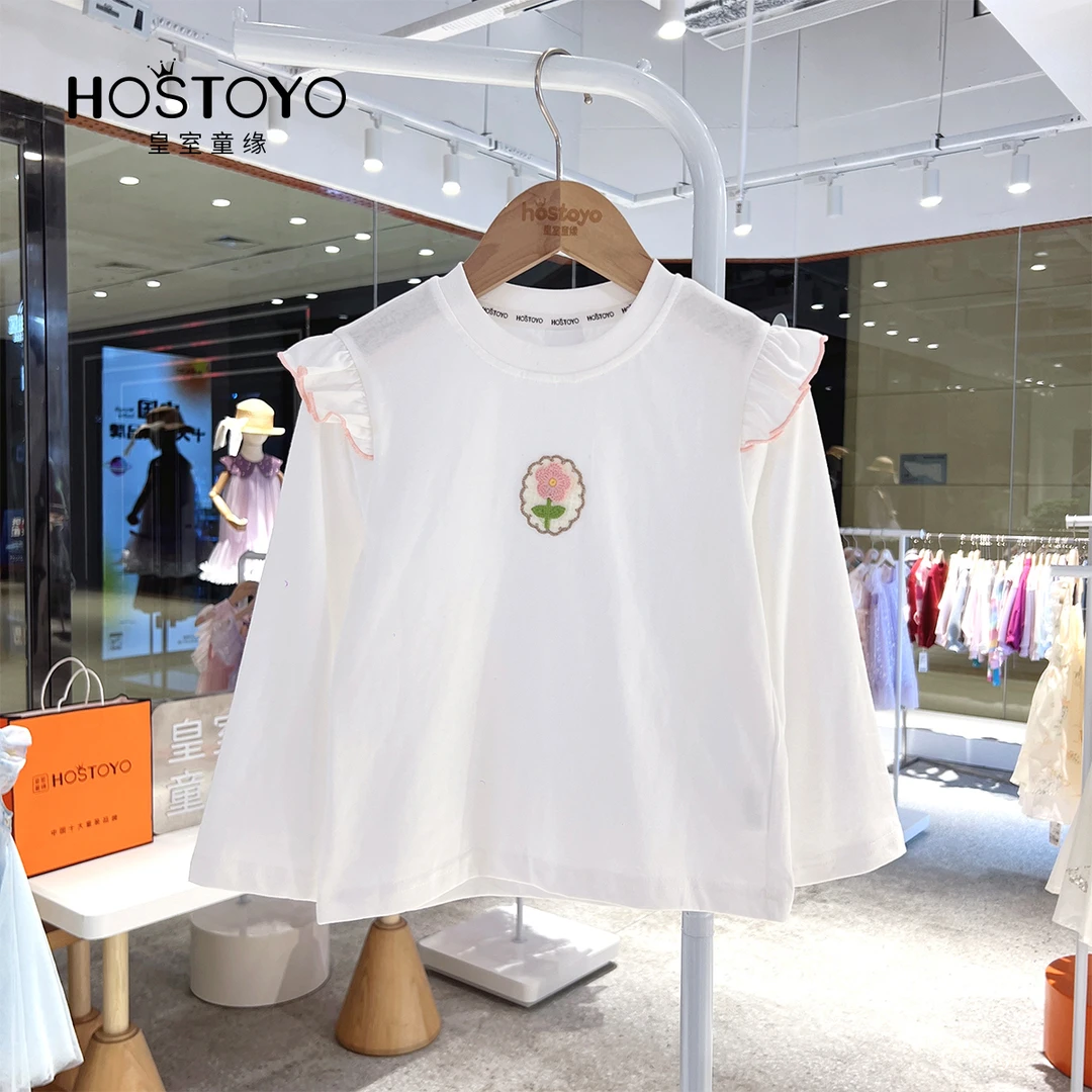 皇室童缘【官方自播】2025秋季女童新款时尚休闲可爱小花T恤潮流