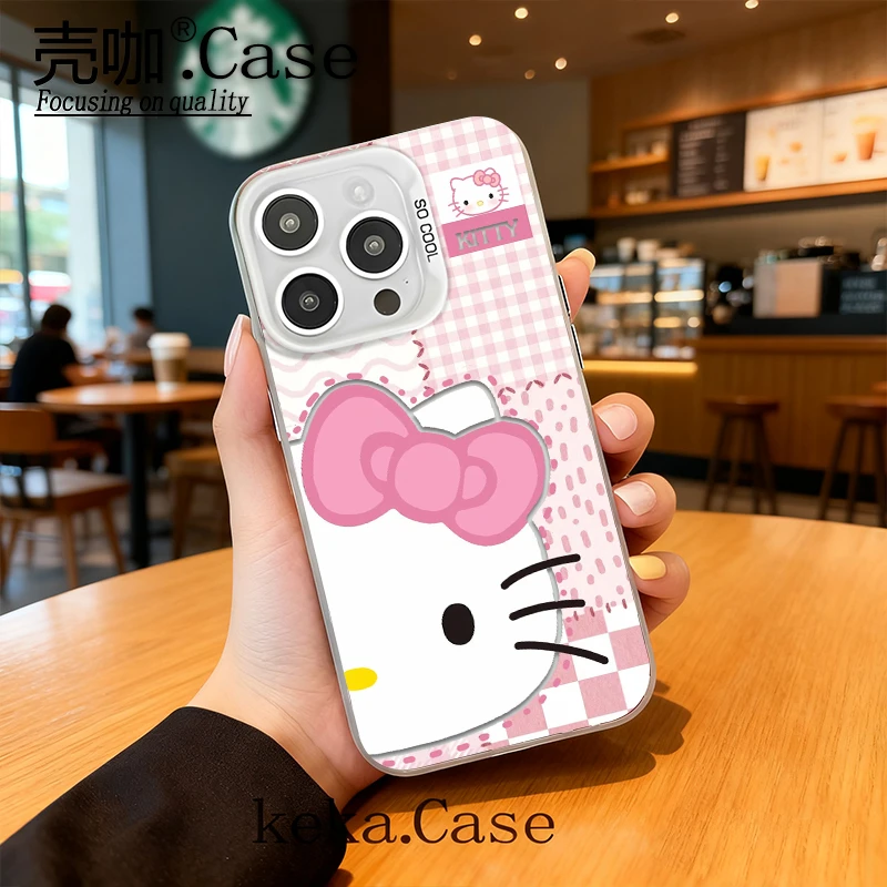 凯蒂猫彩银壳适用苹果17手机壳15/16pro华为oppo小米vivo女款