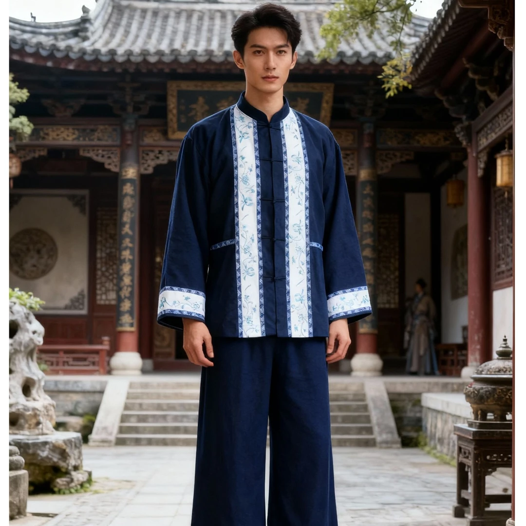 布依垚民族套装布依族蓝染新中式传统中国风民族服休闲提花男女款