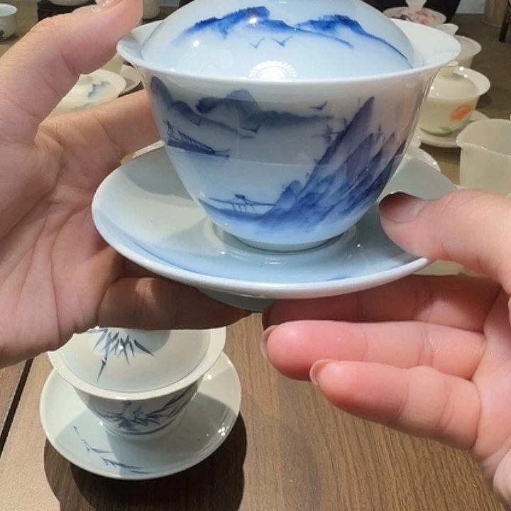 微瑕老物件影青系列三才山水150