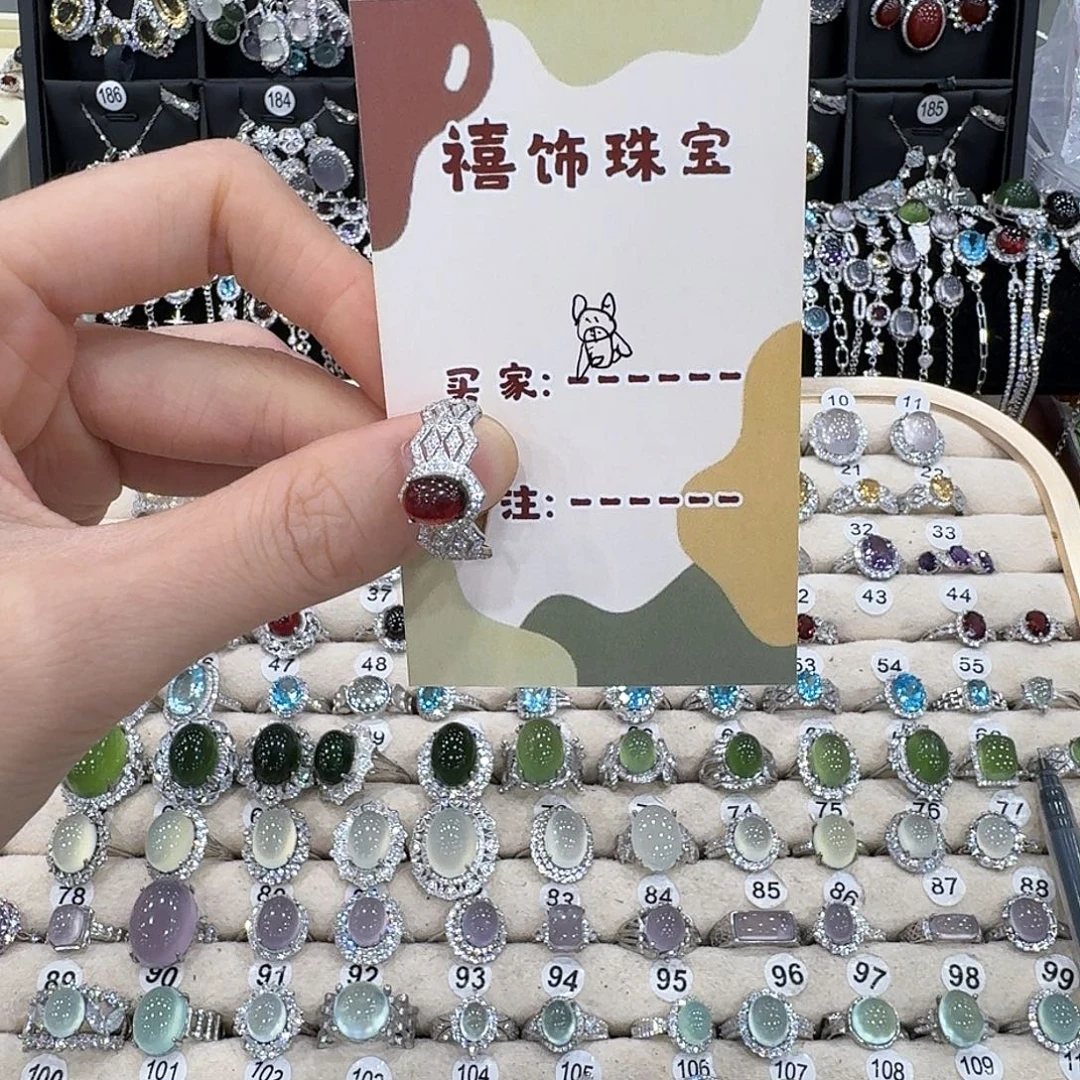 ****银S925镶嵌红宝石戒指戒指