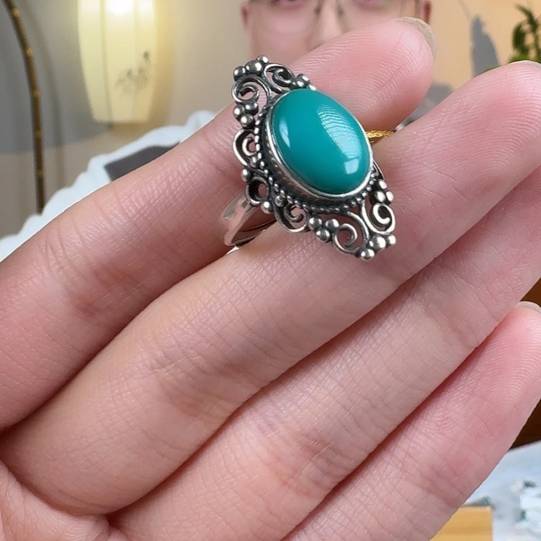 绿松石银S925镶嵌珠宝奇石37