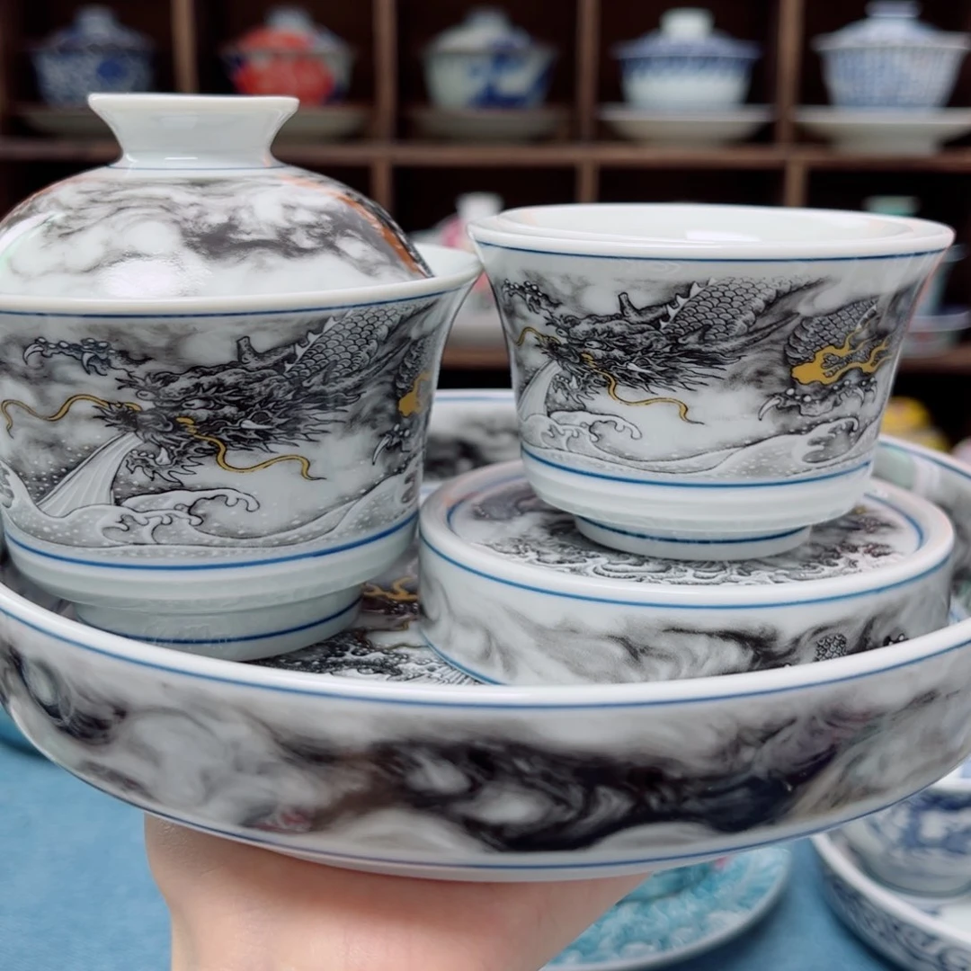 龙纹墨彩五件套浮力