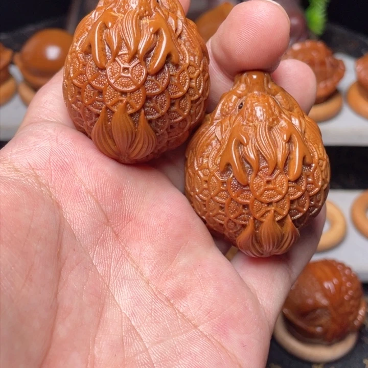 把件橄榄核金币龙龟手球3.8