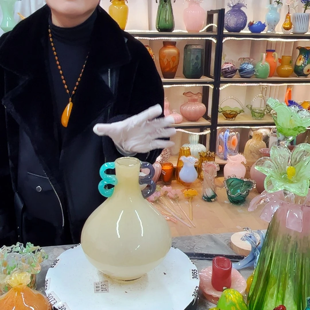 双耳瓶福利家悦琉璃工艺品