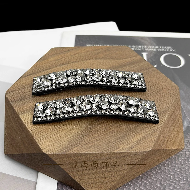 【LXX靓西西】7028 简约满钻长条BB夹7厘米碎发夹一对装