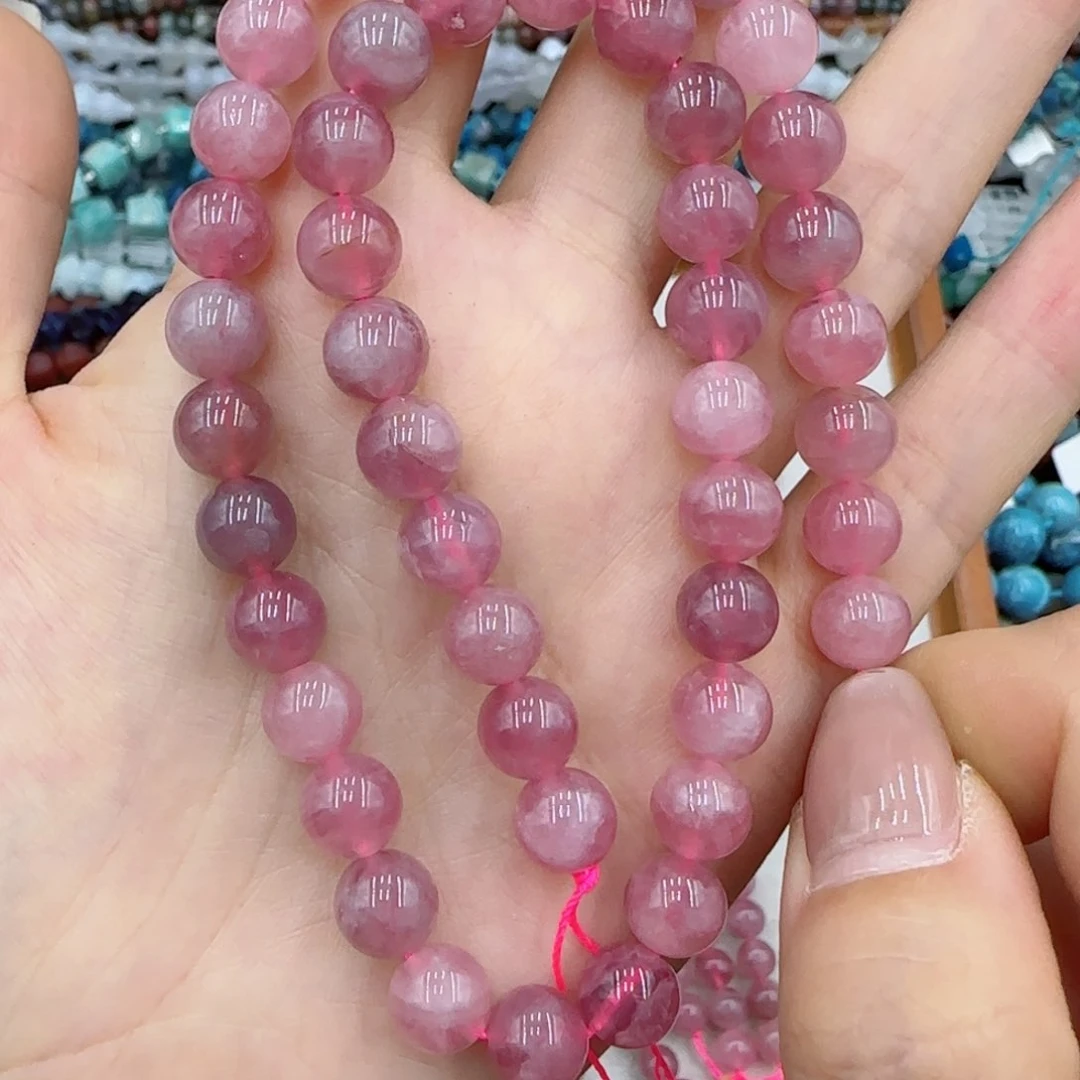 玛瑙/玉髓未镶嵌珠宝半成品一级紫马粉一条卡8