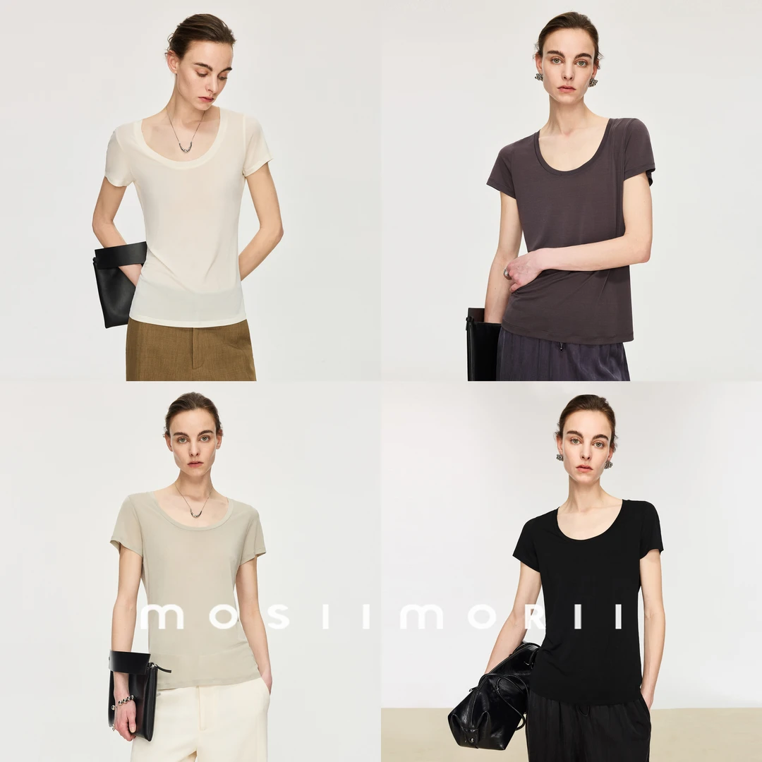 【盛夏礼赞】夏季洋气衣服凉爽百搭极简宽松圆领纯色打底T恤衫女装