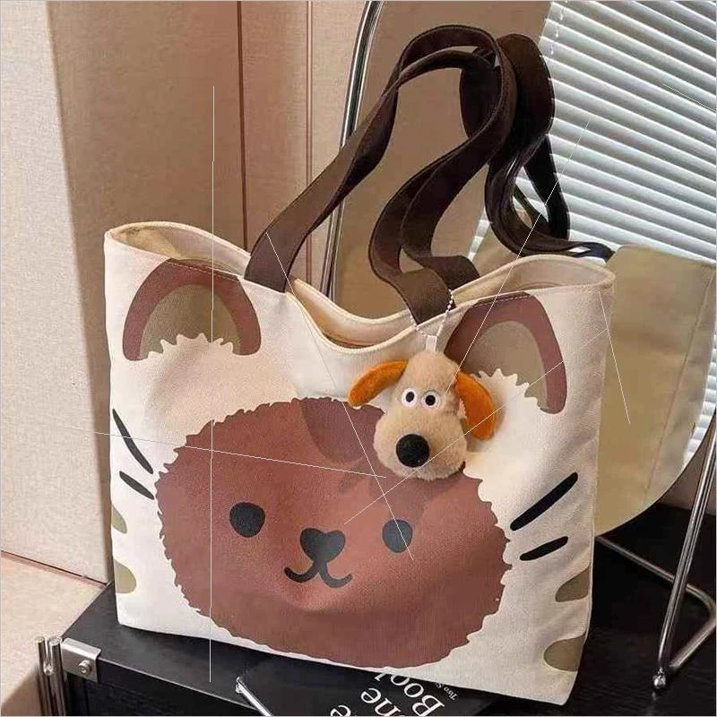 2025新款大容量包包女休闲购物袋大学生上课帆布包通勤单肩手提包