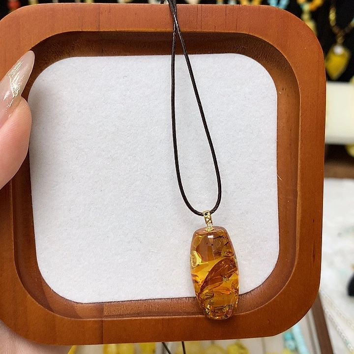 手链蜜蜡18K金镶嵌蜜蜡吊坠