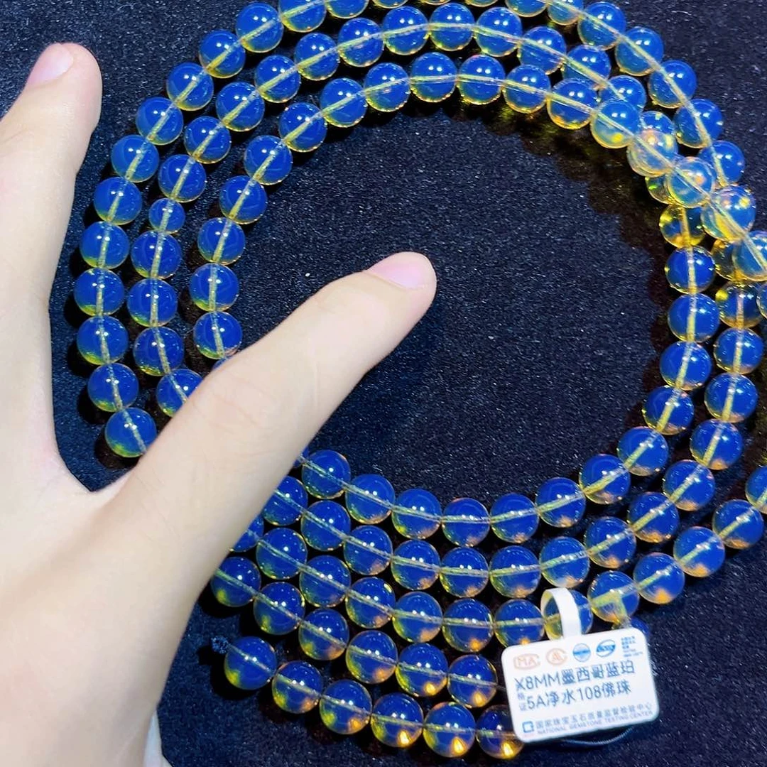 蓝珀未镶嵌珠宝奇石8mm108