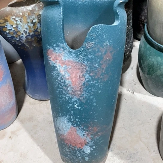 紫砂花盆口20高度45缺口灰尘缺口蓝处理