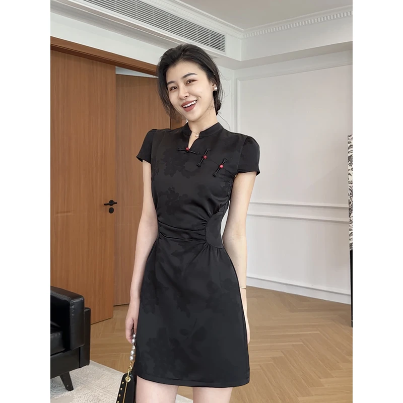 张阿星相思夏季改良旗袍新中式提花收腰连衣裙W425Q08072