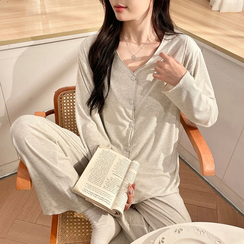 带胸垫孕妇睡衣夏季薄款莫代尔月子服哺乳期喂奶家居服夏天套装