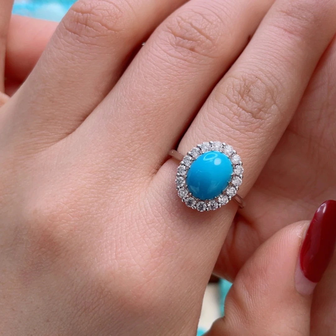 绿松石珠宝奇石18K金镶嵌