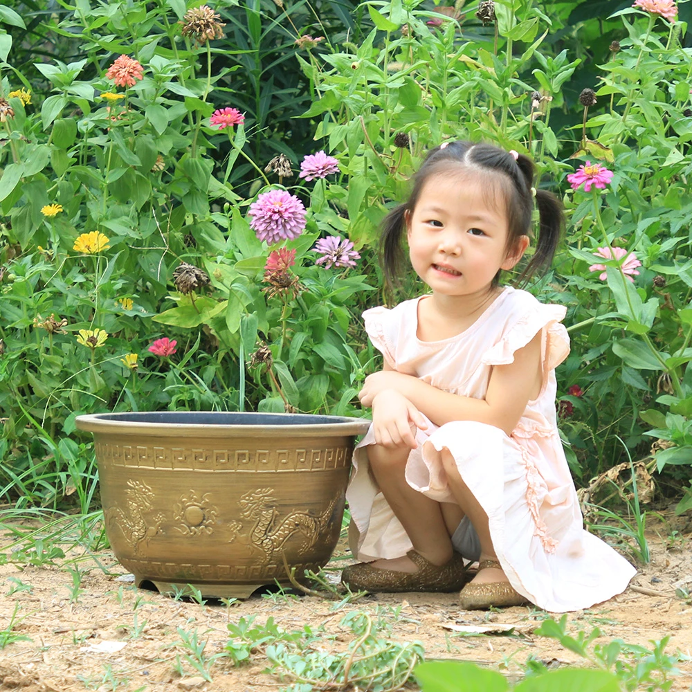 特大号加厚塑料龙缸花盆材质适用于庭院种树养鱼养花陶土树脂
