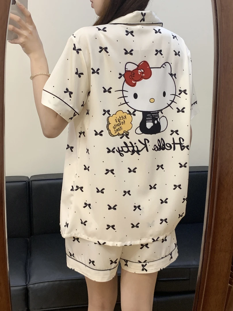 睡衣女款hellokitty夏季冰丝短袖短裤可爱新款高级感可外穿家居服