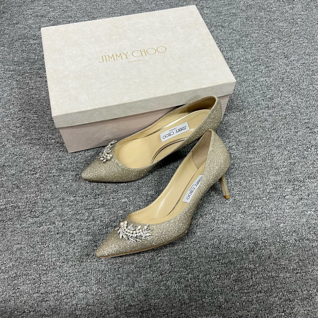 未使用 JIMMY CHOO/吉米周 jimmy choo 闪钻高跟鞋38.5码