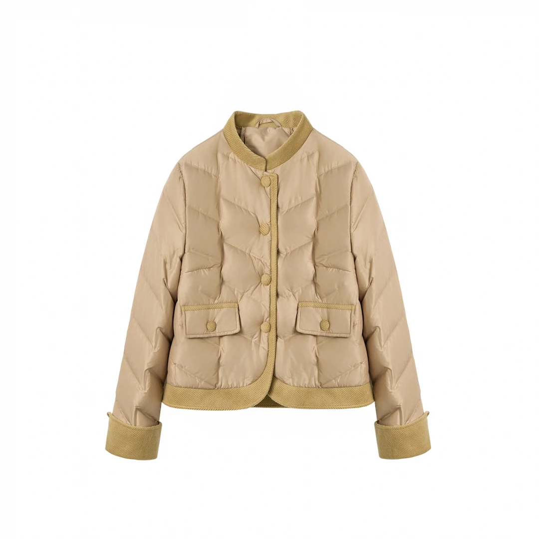 【云云专属】冬季时尚民族风简约气质常规款白鸭绒羽绒服