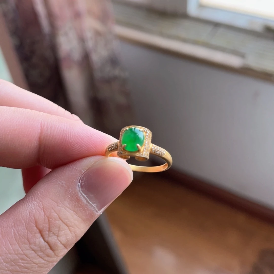 翡翠戒指未镶嵌冰绿戒指