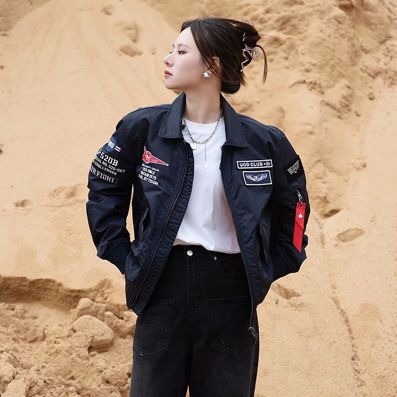 UOD潮牌飞行夹克男复古刺绣棒球服新款春秋季宽松百搭外套情侣款