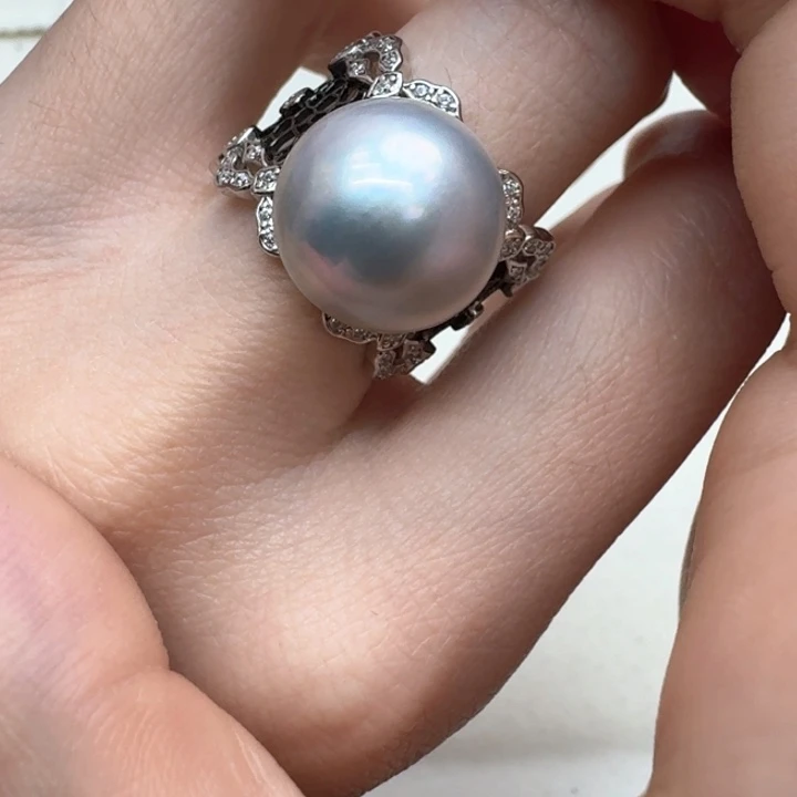 拼合珍珠（马贝珠）戒圈银S925镶嵌