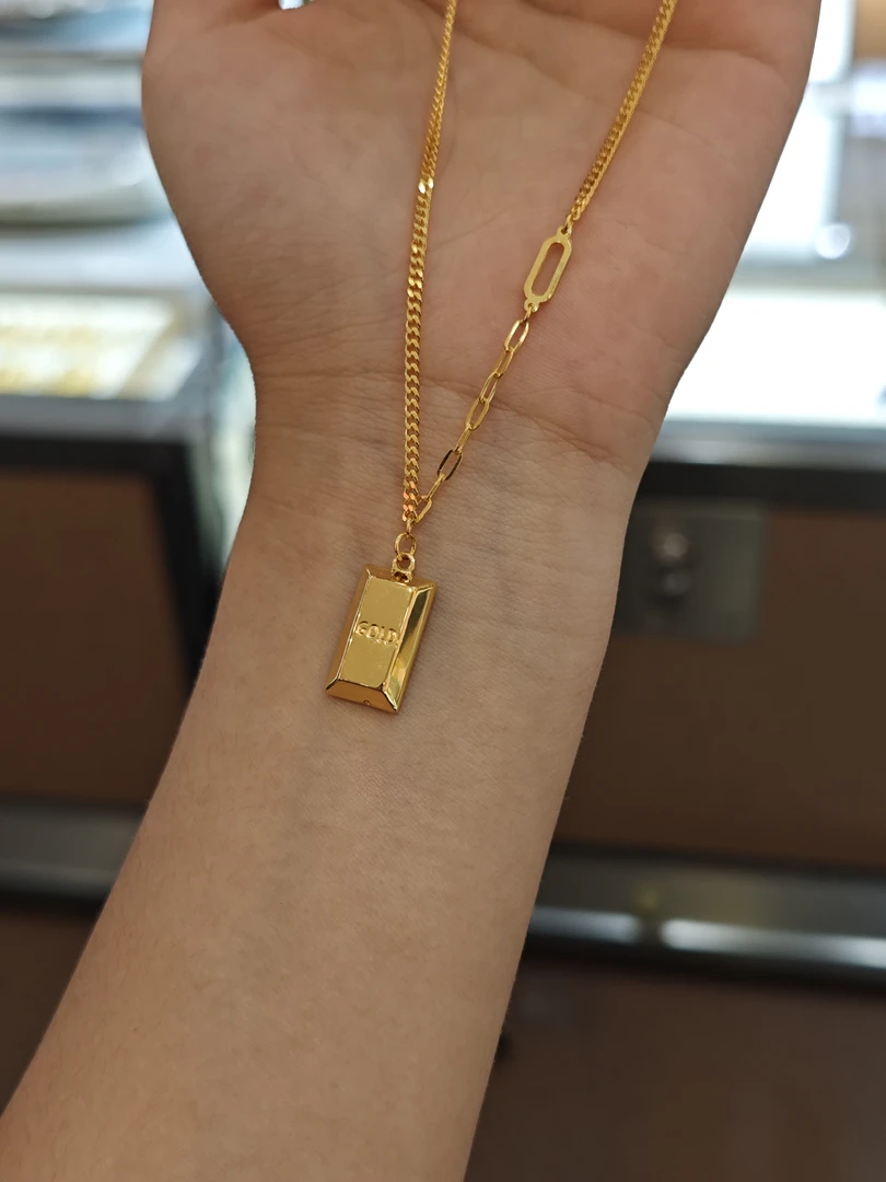 【桃觅】足金999暴富小金条套链