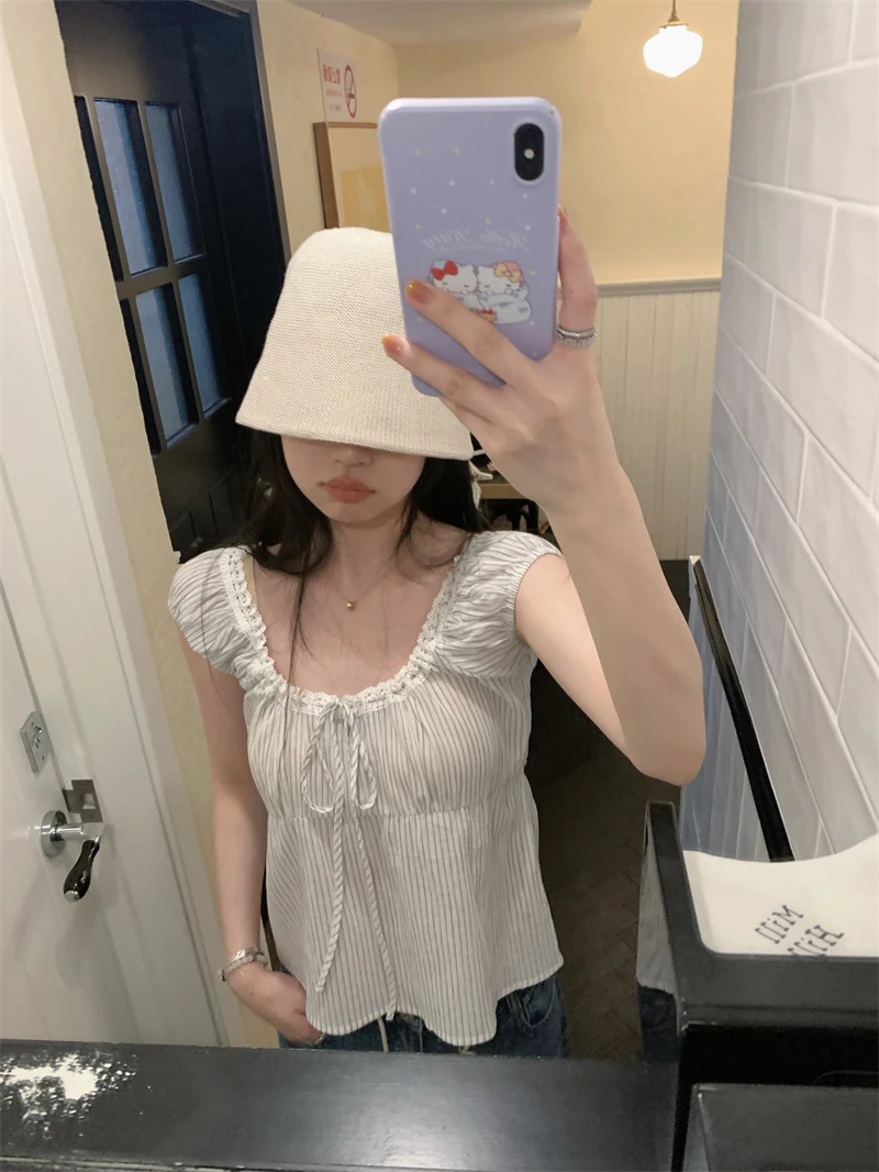 【OPENING自制】夏日印记 花边系带设计感系列背心上衣