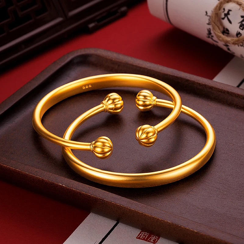 合金手镯 新中式国潮精品南瓜珠百搭开口手镯传承古法对珠手镯