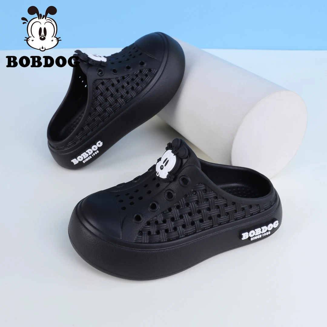 巴布豆洞洞鞋儿童一脚蹬包头软底凉鞋夏季男童女孩防滑涉水凉鞋