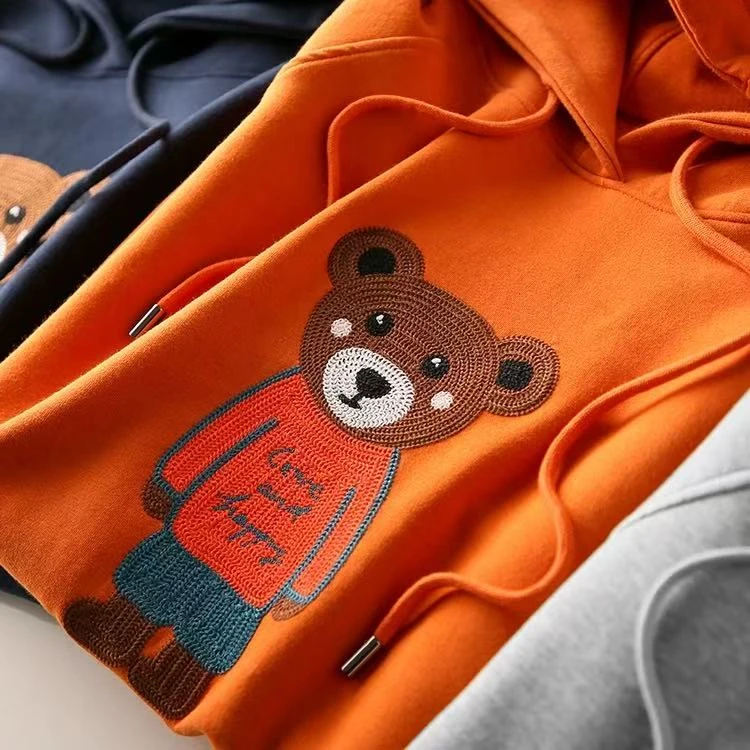 NN028新款刺绣卡通卫衣春秋时尚休闲连帽宽松