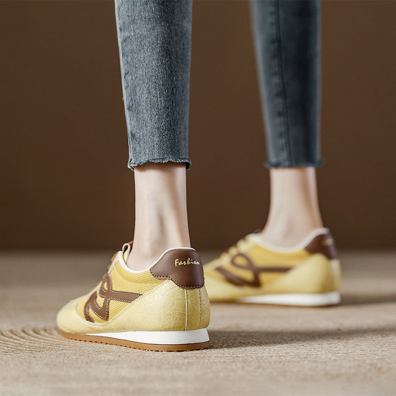 单网镂空透气显脚小阿甘鞋女2025夏季新款软底舒适运动休闲德训鞋