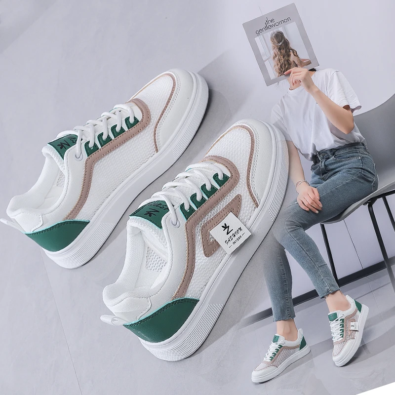 小白鞋女2025新款爆款鞋子软底百搭复古轻便休闲网面透气运动板鞋