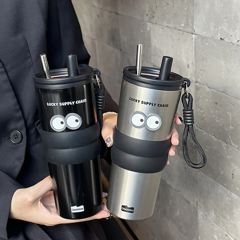 陶瓷内胆吸管保温杯车载办公室泡茶水杯学生便携旅行茶漏冰霸杯子