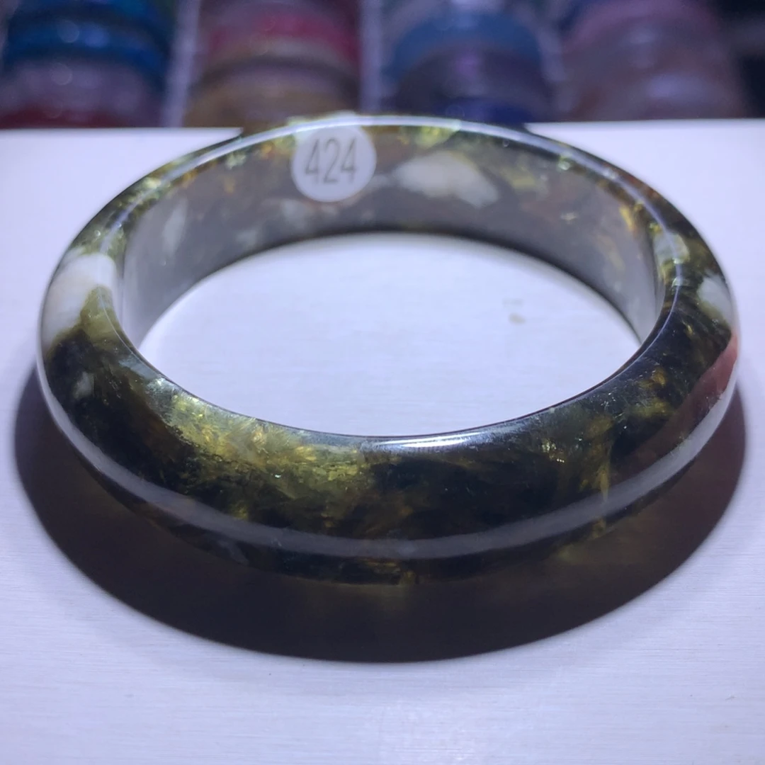 手镯银S925镶嵌水晶绿祖母56.1圈424